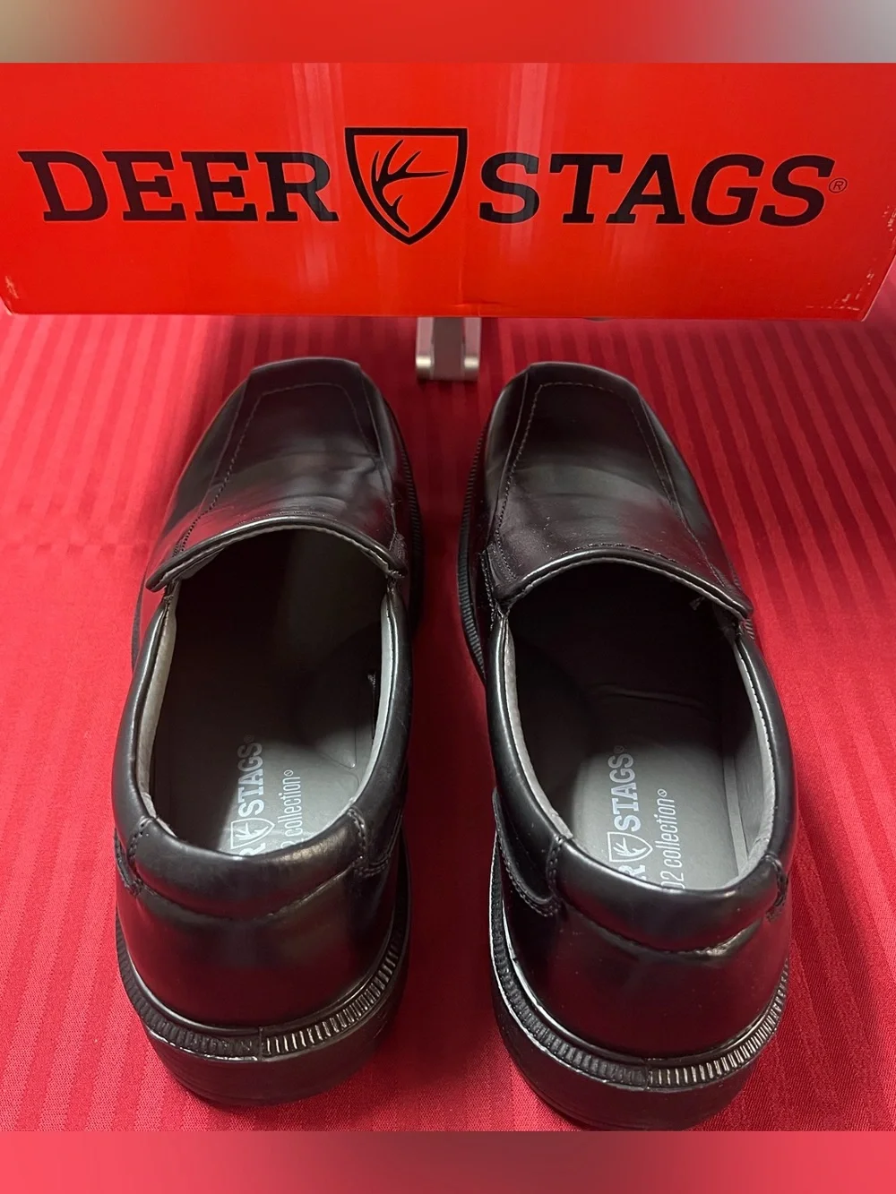 Deer Stags Black Leather Slip-On Dress Loafers